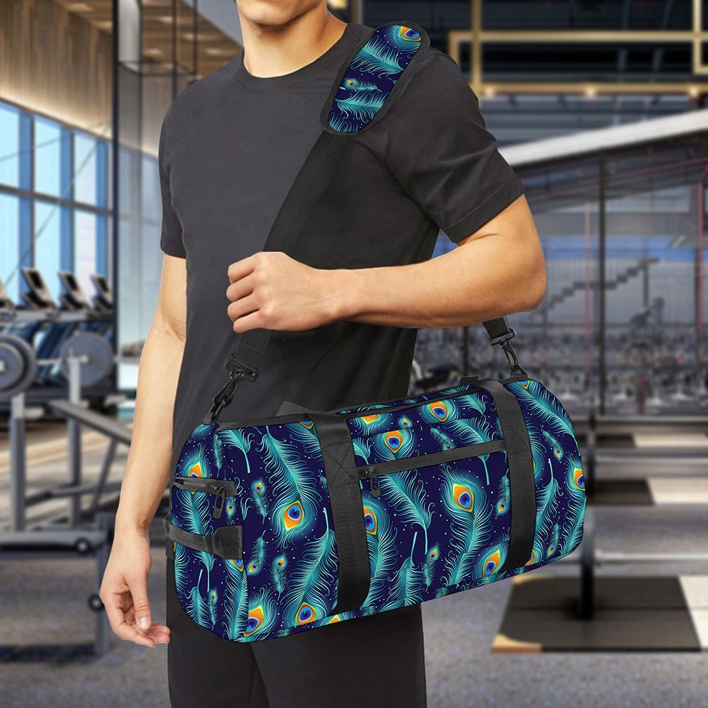 Peacock Feather Pattern Print Gym Bag