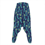 Peacock Feather Pattern Print Hammer Pants