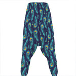 Peacock Feather Pattern Print Hammer Pants