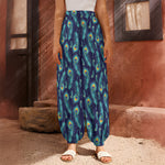 Peacock Feather Pattern Print Harem Pants
