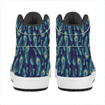 Peacock Feather Pattern Print High Top Leather Sneakers