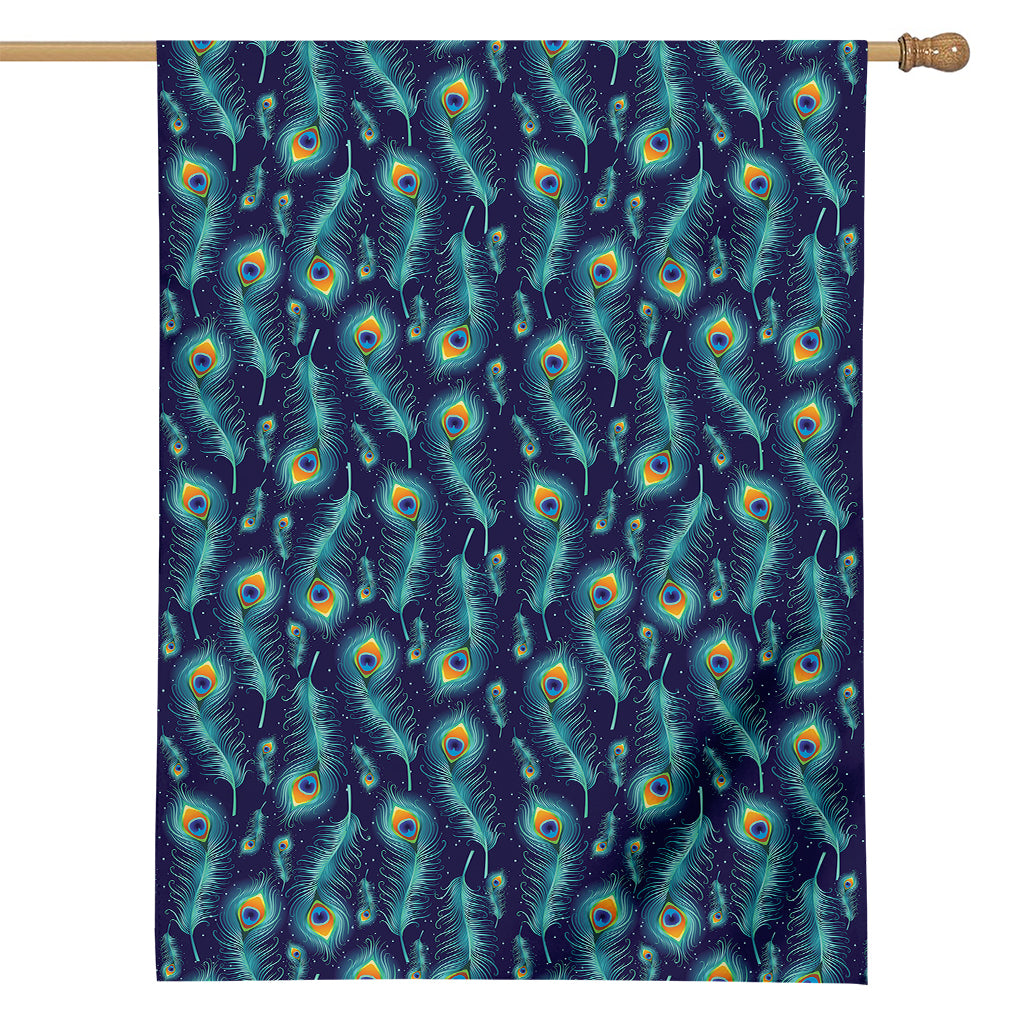 Peacock Feather Pattern Print House Flag