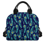 Peacock Feather Pattern Print Insulated Lunch Bag