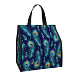 Peacock Feather Pattern Print Insulated Lunch Tote
