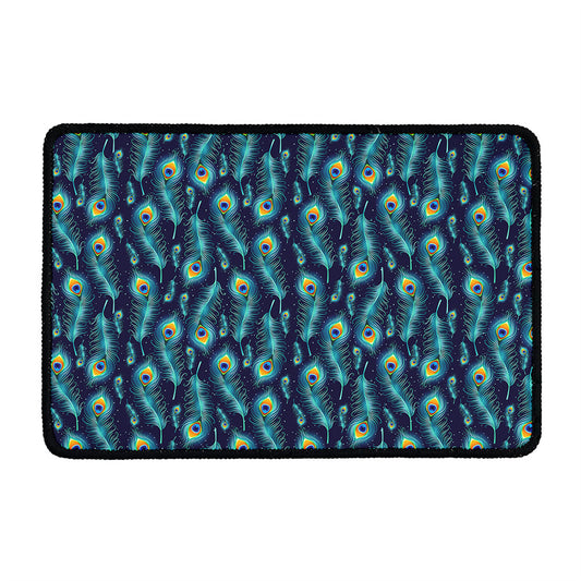 Peacock Feather Pattern Print Kitchen Mat