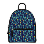 Peacock Feather Pattern Print Leather Backpack