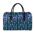 Peacock Feather Pattern Print Leather Duffel Bag