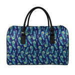 Peacock Feather Pattern Print Leather Duffle Bag