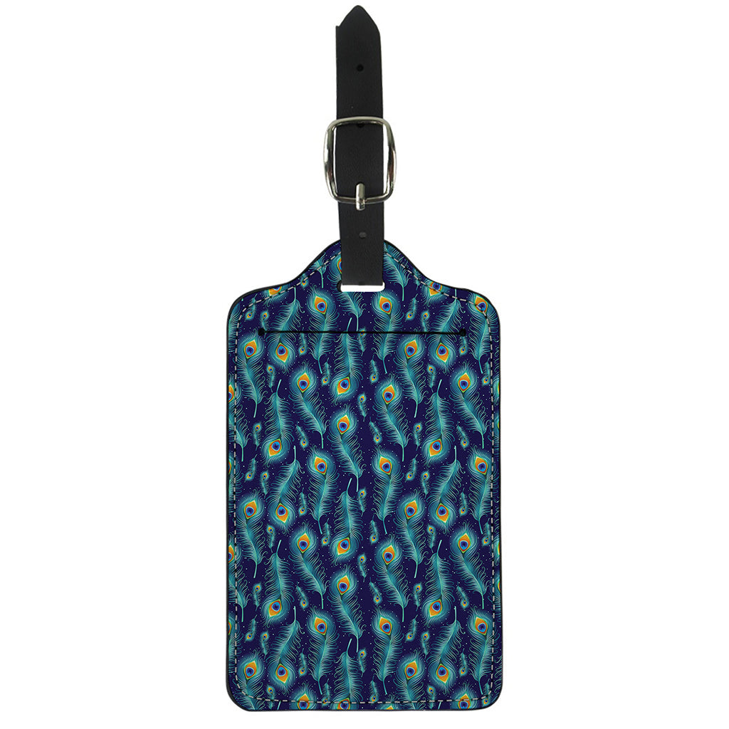 Peacock Feather Pattern Print Luggage Tag