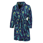 Peacock Feather Pattern Print Men's Bathrobe