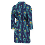 Peacock Feather Pattern Print Men's Bathrobe
