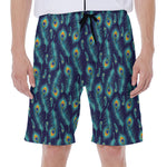 Peacock Feather Pattern Print Men's Beach Shorts