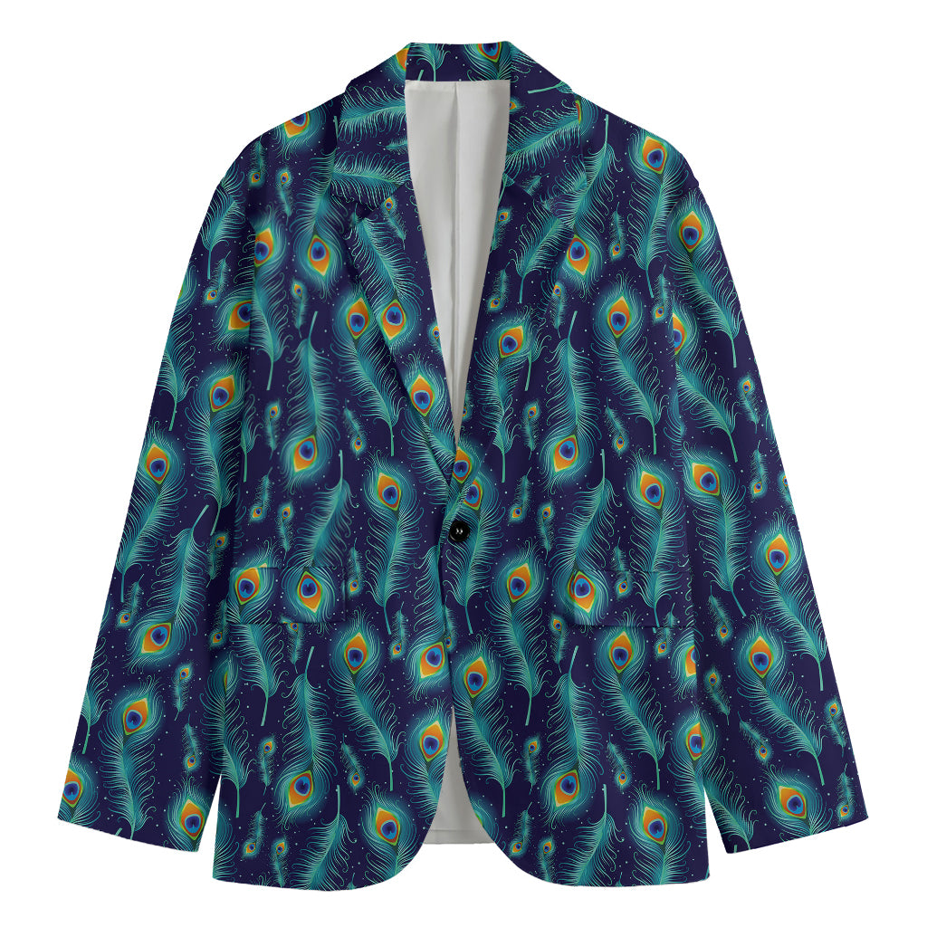 Peacock Feather Pattern Print Men's Blazer