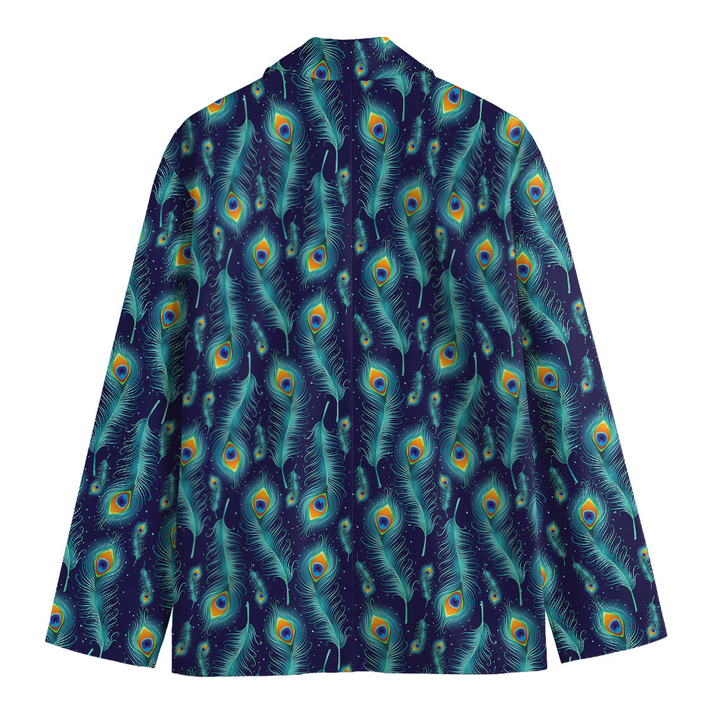 Peacock Feather Pattern Print Men's Blazer