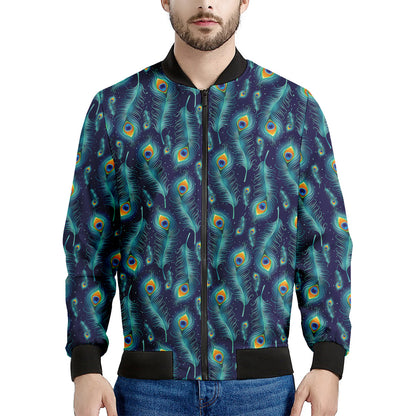 Peacock Feather Pattern Print Men's Bomber Jacket