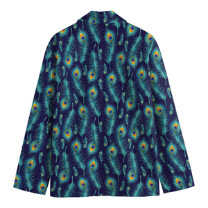 Peacock Feather Pattern Print Men's Cotton Blazer