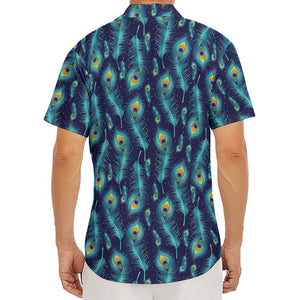 Peacock Feather Pattern Print Men's Deep V-Neck Shirt