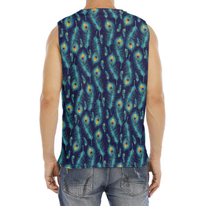 Peacock Feather Pattern Print Men's Fitness Tank Top