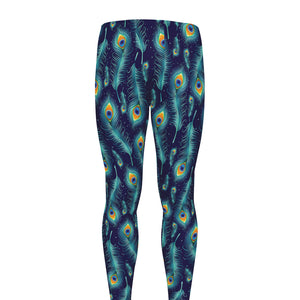 Peacock Feather Pattern Print Men's leggings