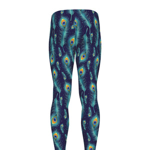 Peacock Feather Pattern Print Men's leggings