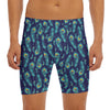 Peacock Feather Pattern Print Men's Long Boxer Briefs