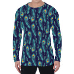 Peacock Feather Pattern Print Men's Long Sleeve T-Shirt