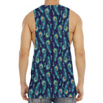 Peacock Feather Pattern Print Men's Muscle Tank Top