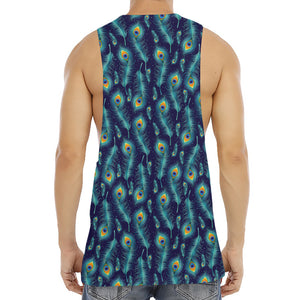 Peacock Feather Pattern Print Men's Muscle Tank Top