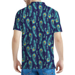 Peacock Feather Pattern Print Men's Polo Shirt