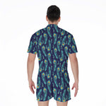 Peacock Feather Pattern Print Men's Rompers