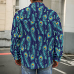 Peacock Feather Pattern Print Men's Shirt Jacket