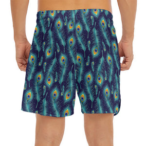 Peacock Feather Pattern Print Men's Split Running Shorts