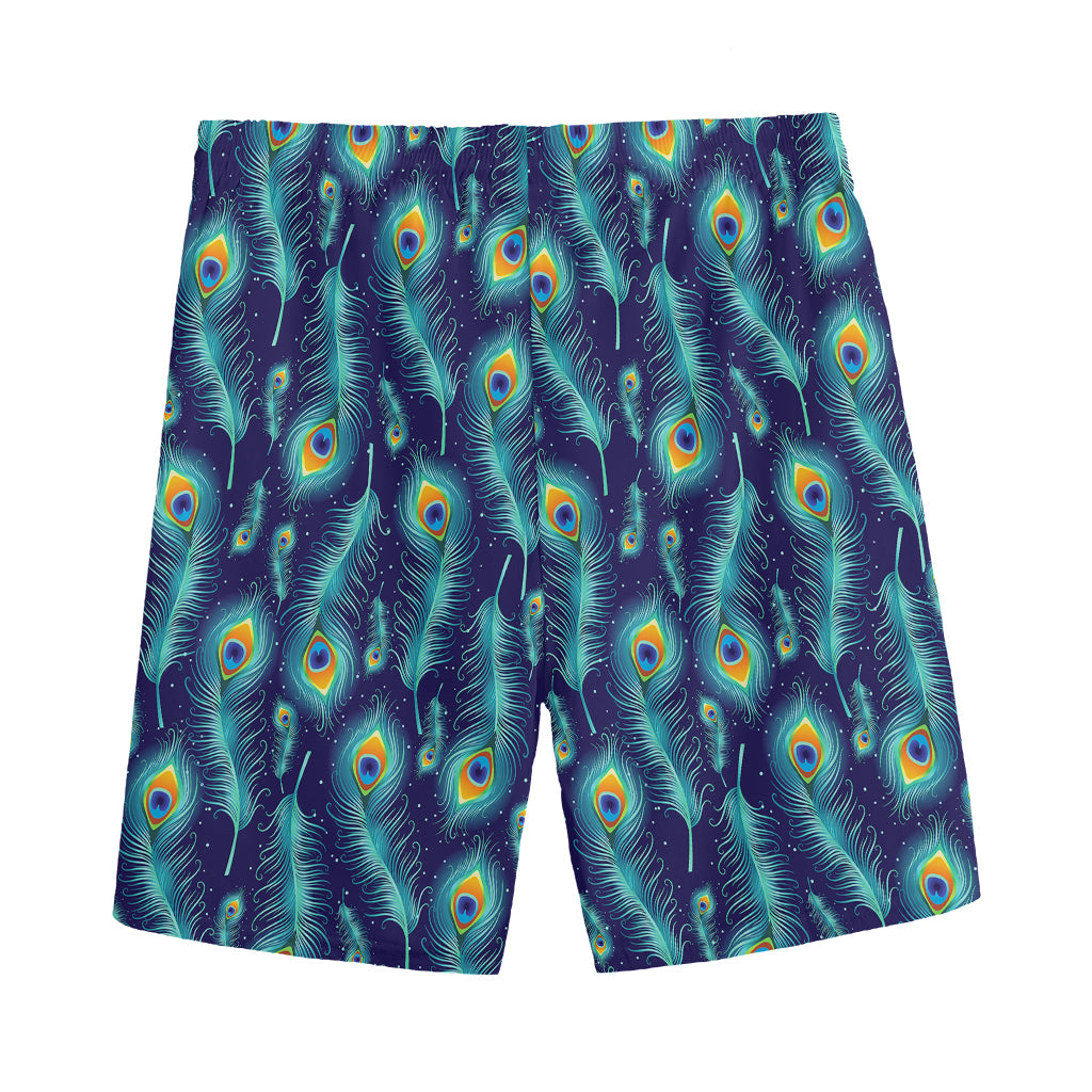 Peacock Feather Pattern Print Men's Sports Shorts