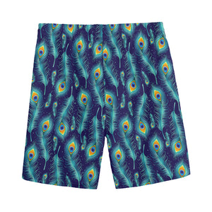 Peacock Feather Pattern Print Men's Sports Shorts