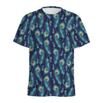 Peacock Feather Pattern Print Men's Sports T-Shirt