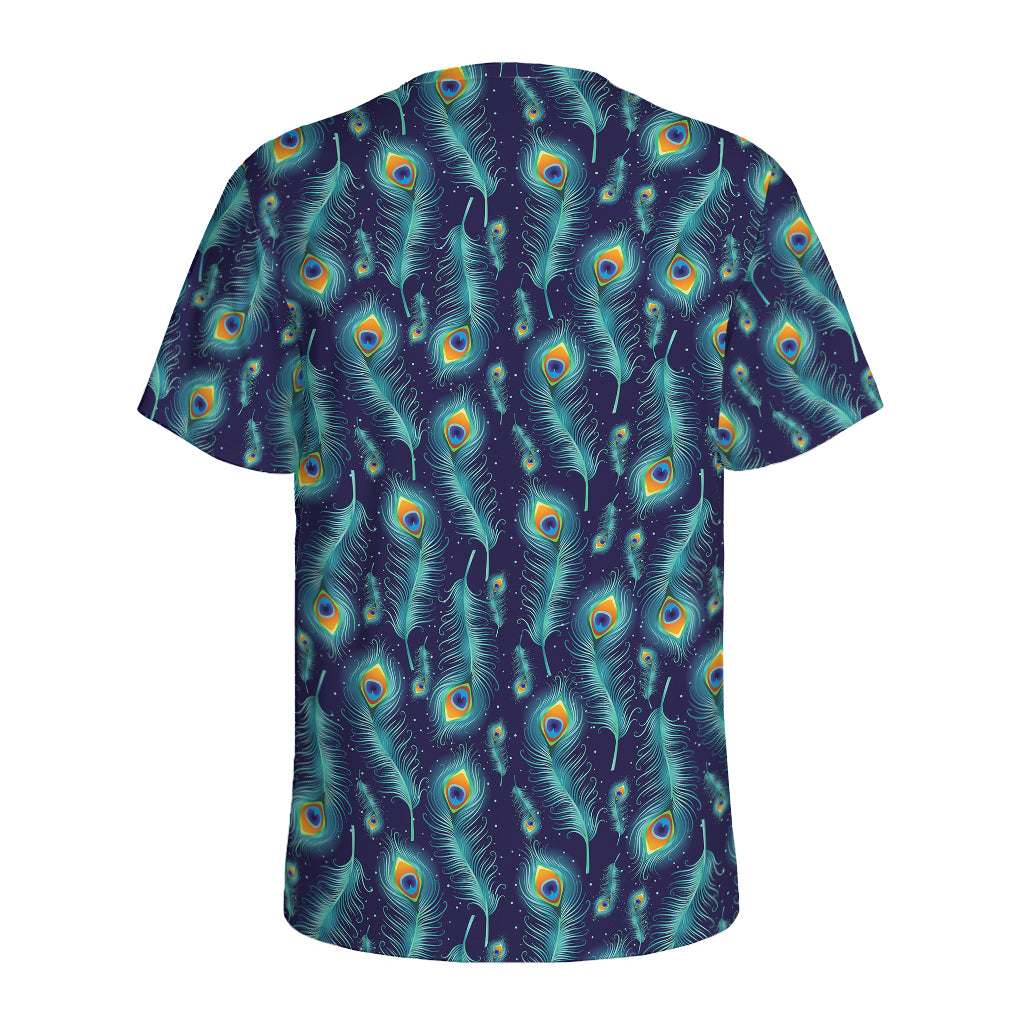 Peacock Feather Pattern Print Men's Sports T-Shirt