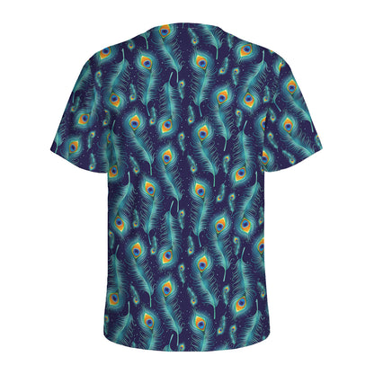 Peacock Feather Pattern Print Men's Sports T-Shirt