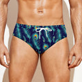 Peacock Feather Pattern Print Men's Swim Briefs