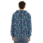 Peacock Feather Pattern Print Men's Velvet Pullover Hoodie