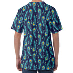 Peacock Feather Pattern Print Men's Velvet T-Shirt