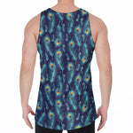 Peacock Feather Pattern Print Men's Velvet Tank Top