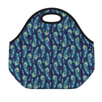 Peacock Feather Pattern Print Neoprene Lunch Bag