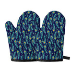 Peacock Feather Pattern Print Oven Mitts