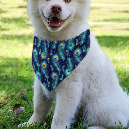Peacock Feather Pattern Print Over The Collar Dog Bandana