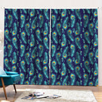 Peacock Feather Pattern Print Pencil Pleat Curtains