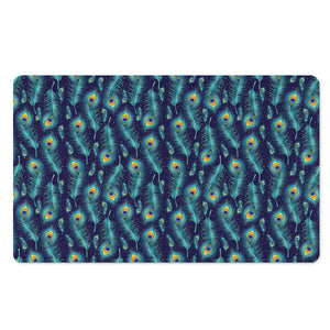 Peacock Feather Pattern Print Polyester Doormat