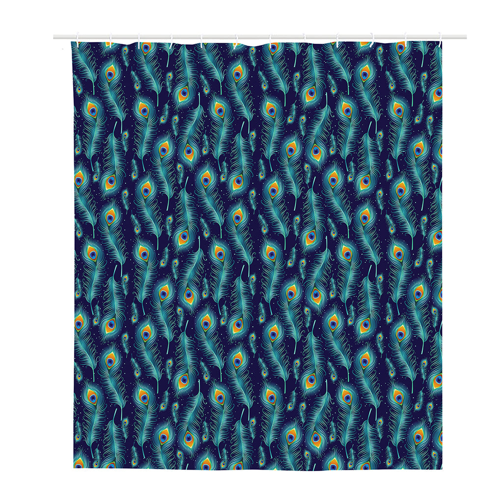 Peacock Feather Pattern Print Polyester Shower Curtain
