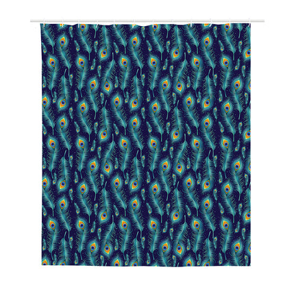 Peacock Feather Pattern Print Polyester Shower Curtain
