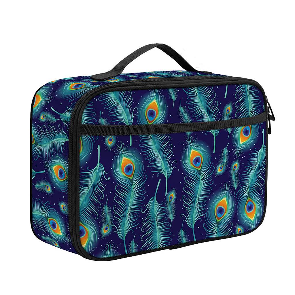 Peacock Feather Pattern Print Portable Lunch Bag