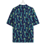 Peacock Feather Pattern Print Rayon Hawaiian Shirt